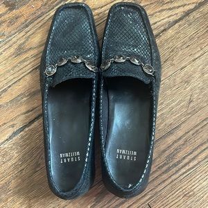 Stuart Weitzman black snakeskin loafers size 8M